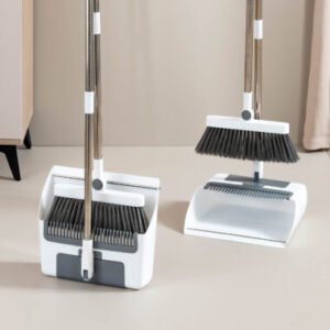 House Clean Brooms Set with Dustpan – Multifunction Floor Scrubber & Hair Remover