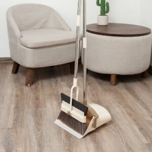 House Clean Brooms Set – Plastic Magic Broom and Dustpan Combo for Hair & Dust
