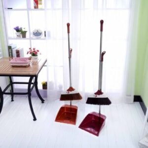 House Clean Brooms Set – Soft Bristle Broom & Long Handle Dustpan for Home Use