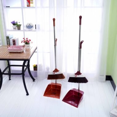 House Clean Brooms Set – Soft Bristle Broom & Long Handle Dustpan for Home Use