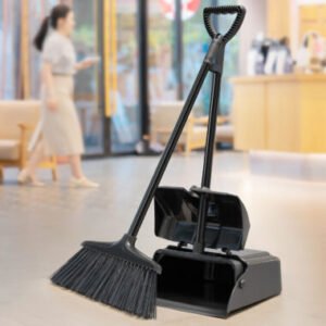 House Clean Brooms Set – Transparent Sweeper & Dustpan, Thickened & Enlarged, Wet & Dry Use